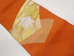 リサイクル　絽地紙に紅葉模様織出し名古屋帯